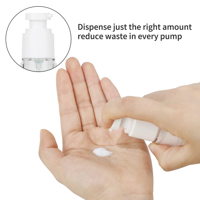 LONGWAY 0.5Oz 15ml Clear Airless Cosmetic Cream Pump Bottle Travel Size Dispenser Refillable Containers/Foundation Travel Pump Bottle for Shampoo (PACK of 8) - Image 3